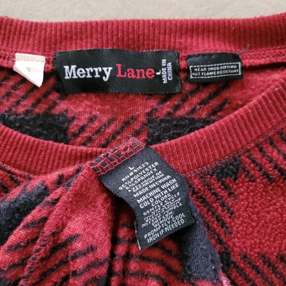 Merry Lane Size Large Girls Black Red Checkered 2 Piece Pajama Set - Picture 2 of 3